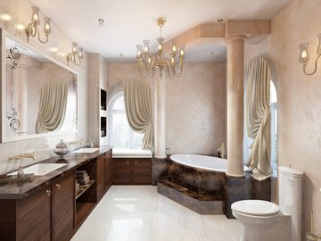 Vannas istabu dizaina projekts klasiska stila savrupmāja